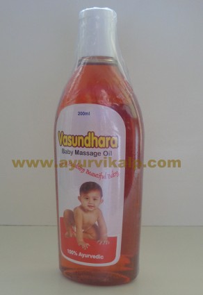 Pitambari, VASUNDHARA BABY MASSAGE OIL, 200ml, Healthy Beautiful Baby